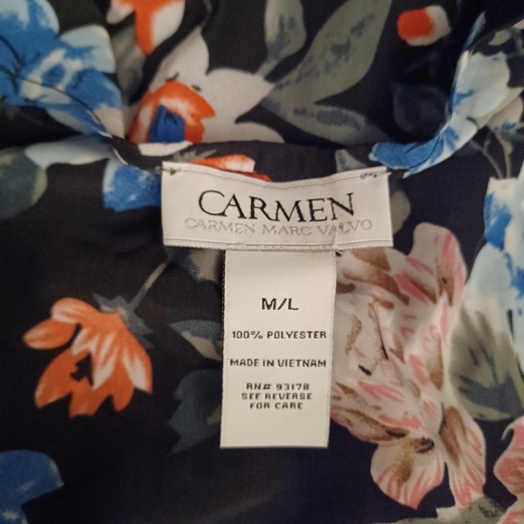 Carmen Marc Valvo Floral Open Front Duster • Robe • Cover Up • M/L - Picture 7 of 11